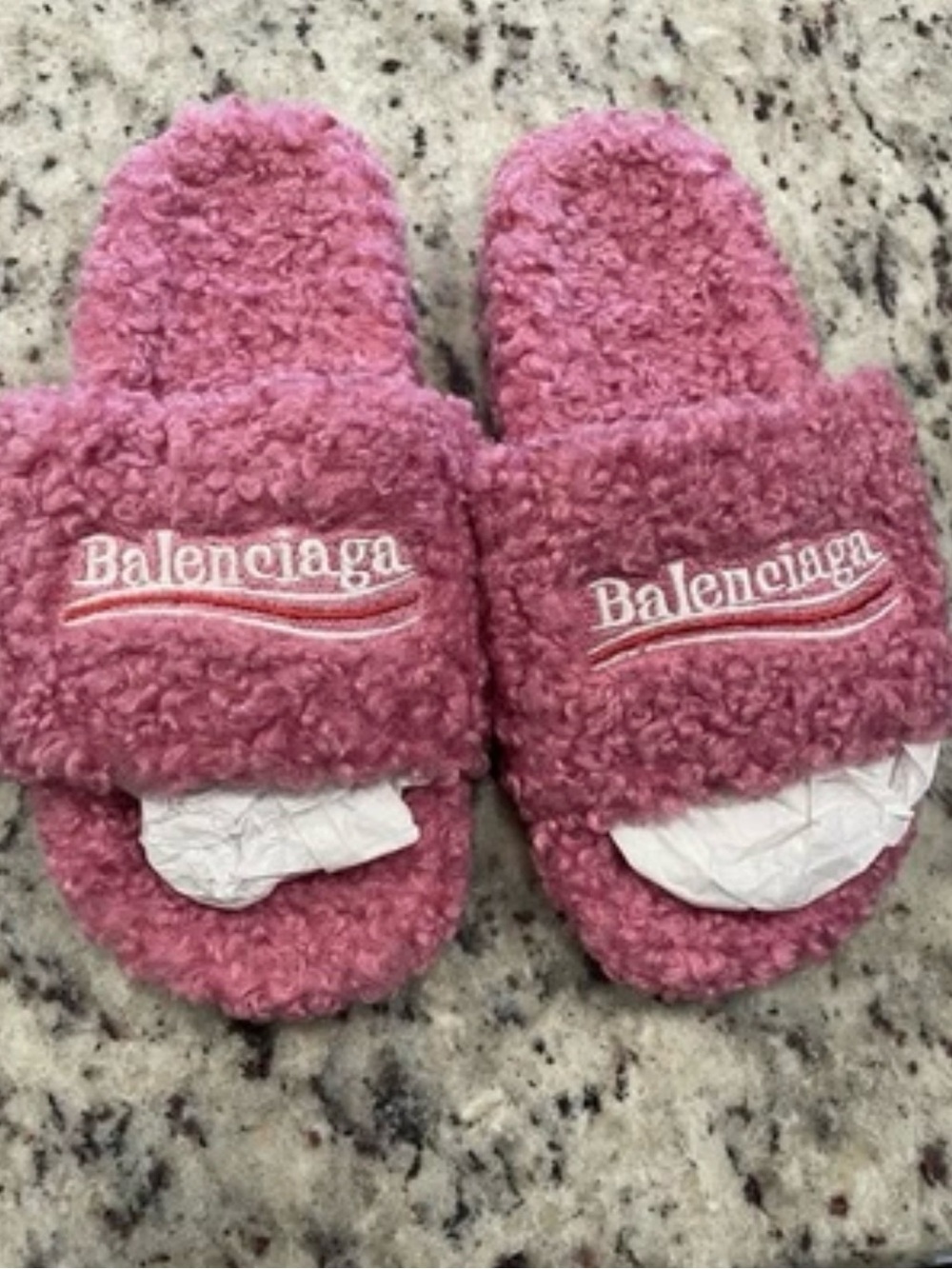 Balenciaga Pink Fuzzy Kids Slide Slippers text 5045474637 if your interested.